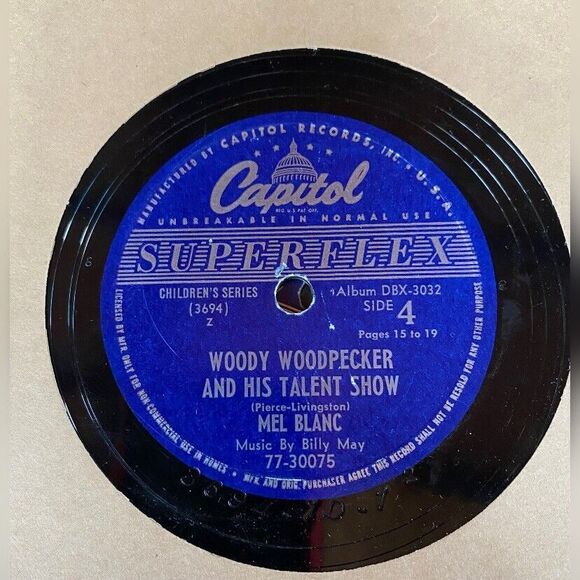 Woody Woodpecker And His Talent Show 78 RPM Vinyl Children’s VTG 1949 Storybook - Picture 5 of 5